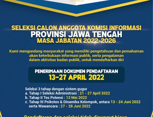 Pendaftaran Calon Anggota Komisi Informasi Jateng Periode 2022-2026 Dibuka